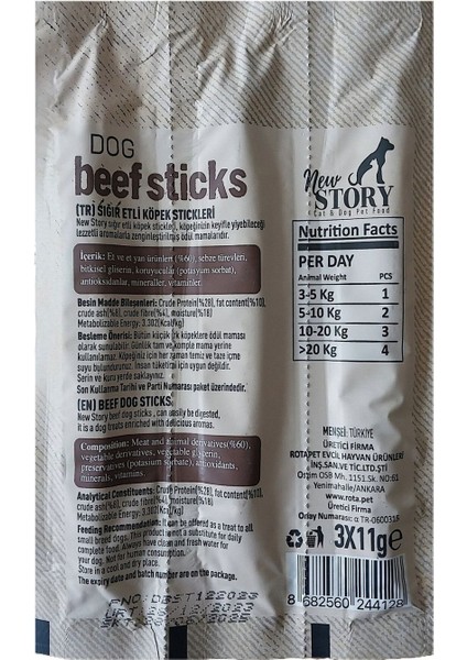 Dog Beef Stick 12 Adet 3X11GR. Biftekli, Çubuk, Köpek Ödül Maması modelleri