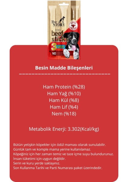 Dog Beef Stick 12 Adet 3X11GR. Biftekli, Çubuk, Köpek Ödül Maması fırsatları
