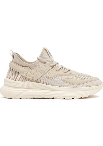Zero Erkek Bej Bağcıklı Kalın Tabanlı Kumaş Sneaker 25SFD69426F