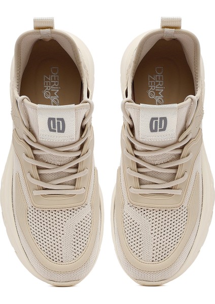 Zero Erkek Bej Bağcıklı Kalın Tabanlı Kumaş Sneaker 25SFD69426F