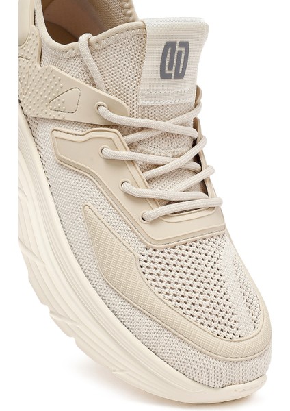 Zero Erkek Bej Bağcıklı Kalın Tabanlı Kumaş Sneaker 25SFD69426F