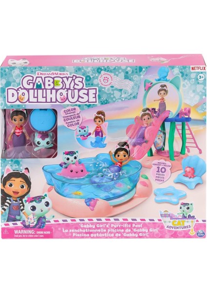 6067878 Gabbys Dollhouse Gabby ve Mercat Purr-Ific Havuz Oyun Seti