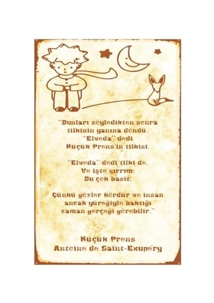 Kuşe Kağıt Duvar Posteri Küçük Prens Retro Vintage DRTR0044 modelleri