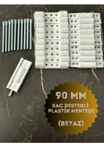 Pvc Pimapen Kapı Menteşesi Pls Metal Destekli 90MM (150ADET-1 Koli) Vidalar Dahil