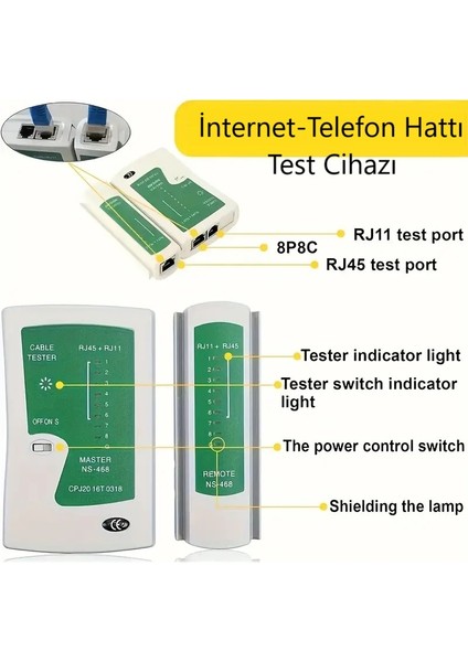 RJ45 RJ11 Network Ağ Tester Internet Telefon Test Cihazı ( 9V Pil Dahildir) fırsatları