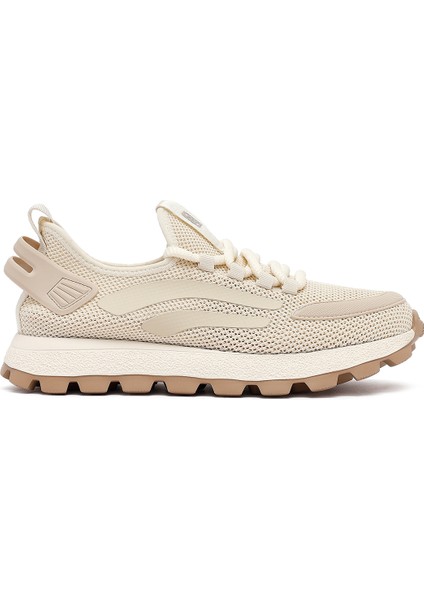 Zero Erkek Bej Bağcıklı Kalın Tabanlı Kumaş Sneaker 25SFD69406F