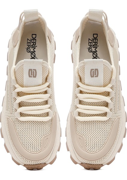 Zero Erkek Bej Bağcıklı Kalın Tabanlı Kumaş Sneaker 25SFD69406F