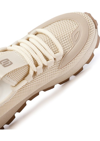 Zero Erkek Bej Bağcıklı Kalın Tabanlı Kumaş Sneaker 25SFD69406F
