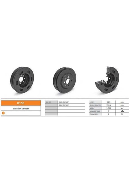 K155 Krank Kasnağı A3 A4 A6 Ibiza Iv Leon Toledo Bora Golf Iv Jetta Polo 1.8t 2.0 2.0fsı