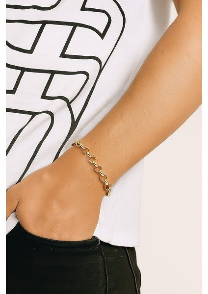 Altın Renk Doc Zincir Unisex Çelik Bileklik - 3346 fiyatları