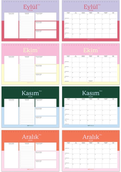 2025-2026 16 Aylık Akademik Masaüstü Planlayıcı Takvim fiyatları