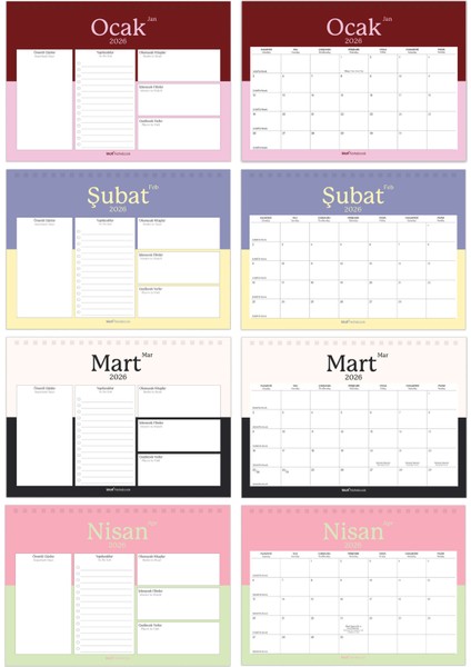 2025-2026 16 Aylık Akademik Masaüstü Planlayıcı Takvim fırsatları