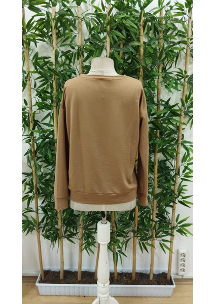 Kadın Uzun Kollu Bisiklet Yaka Geyik Desenli Viskon Iki Iplik Bluz indirimleri