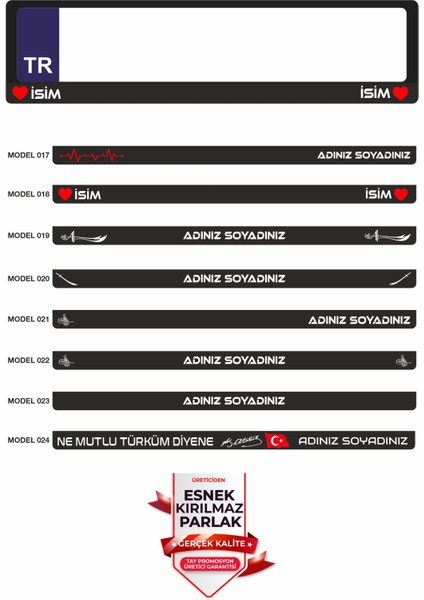 Oto Plakalık Kişiye Özel Isimli Adınıza Özel Parlak Baskılı 2 Adet Plakalık fırsatları