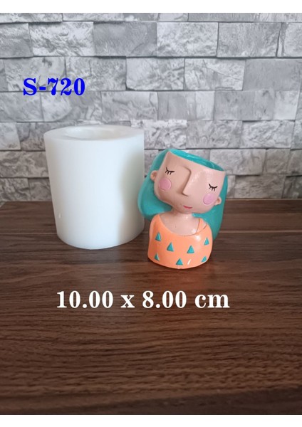 Kız Sukulent Saksı (Üçgen Desenli) Silikon Kalıp (S720)