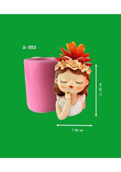 Çiçekli Kız Saksı No:3 Silikon Kalıp