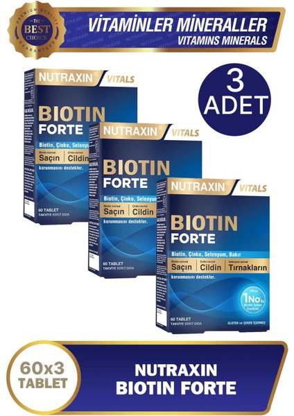 Asfstore Nutraxin Biotin Forte Tablet 60'lı 3 Adet