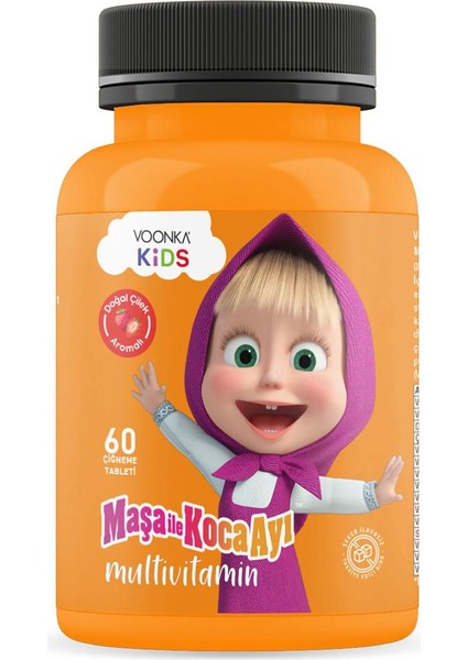 Voonka Kids Maşa Ile Koca Ayı Multivitamin Çilek Aromalı 60 Tablet
