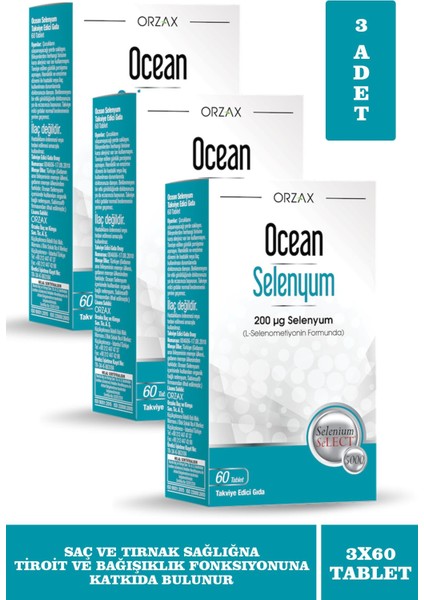 Ocean Selenyum 200 Mcg 60 Tablet 3 Adet