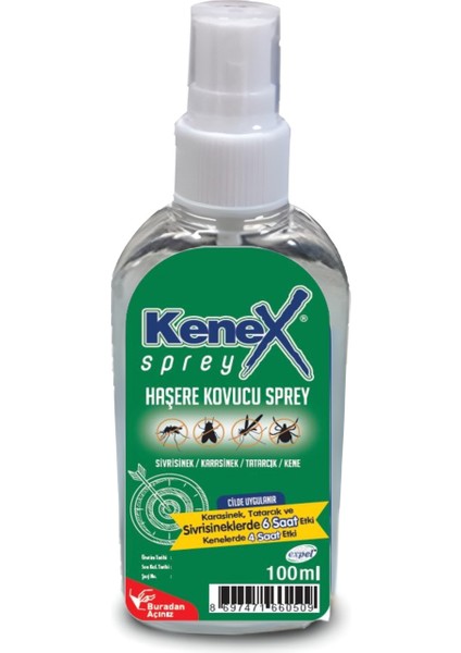 Kenex Kene, Sivrisinek, Tatarcık Kovucu Vücut Sprey Losyon 8 Saat Etkili Güçlü Koruma Doğal 100 ml
