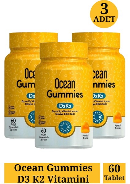Ocean Gummies D3 K2 Vitamini 60 Adet 3 Adet