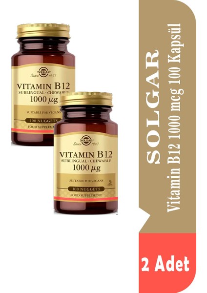 Asfstore Solgar Vitamin B12 1000 Mcg 100 Kapsül 2 Adet