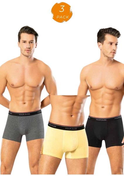 Looksense Erkek Dude 3 Lü Düz Likralı Boxer 1605