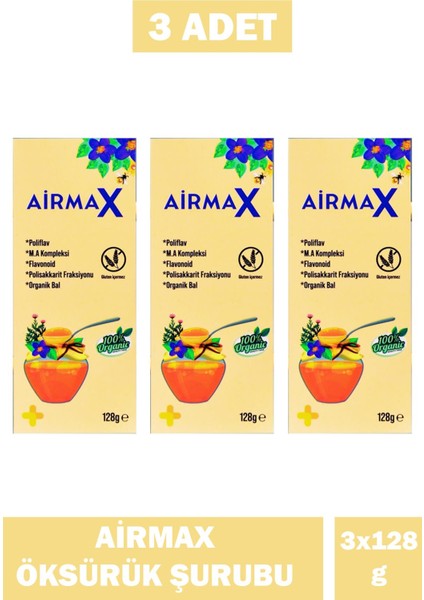 Airmax Organik Bal Şurubu 128 gr 3 Adet