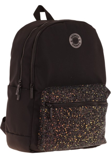 Bright Kız Çocuk Taşlı Siyah Üç Bölmeli Okul Çantası - K1807