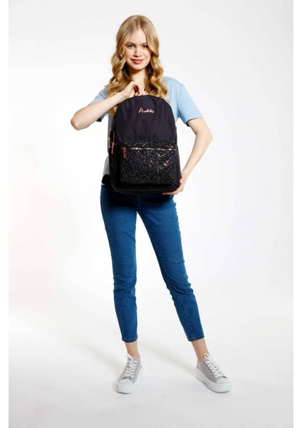 Bright Kız Çocuk Taşlı Siyah Üç Bölmeli Okul Çantası - K1807 indirimleri