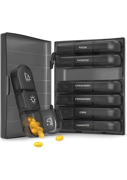 Polham 7 Günlük 21 Gözlü Haftalık , Hap Saklama Kutusu, Kitlenir Kapaklı, Bpa Içermez Saklama Kutusu