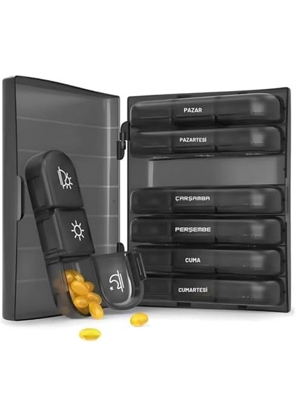 Polham 7 Günlük 21 Gözlü Haftalık , Hap Saklama Kutusu, Kitlenir Kapaklı, Bpa Içermez Saklama Kutusu fiyatları