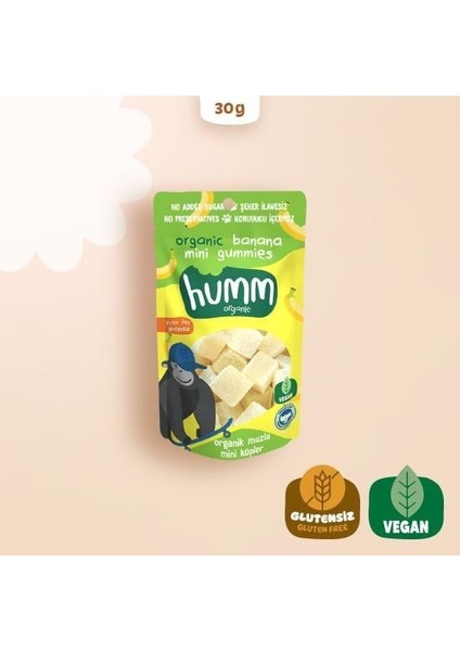 Humm Organik Muzlu Glutensiz Vegan Mini Küpler 30 gr