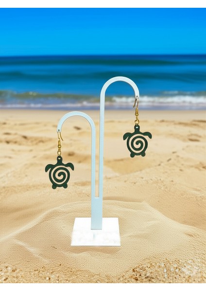 Kaplumbağa Figürlü Sallantılı Küpe - 3D Baskı El Yapımı Modern Aksesuar fiyatları