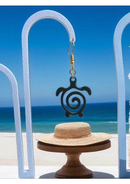 Kaplumbağa Figürlü Sallantılı Küpe - 3D Baskı El Yapımı Modern Aksesuar modelleri