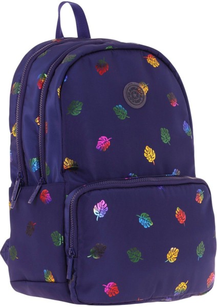 Shine Üç Bölmeli Lacivert Yaprak Desenli Sırt Çantası - K1778