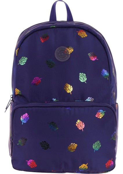 Shine Üç Bölmeli Lacivert Yaprak Desenli Sırt Çantası - K1778 fiyatları