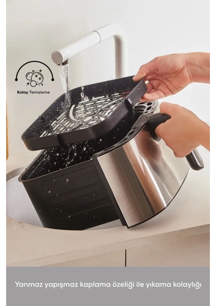 10 Farklı Pişirme Modu 9l Smart Screen Geniş Hazne Inox Airfryer 8 Kişilik