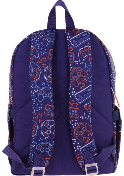 Kids Üç Bölmeli (Lacivert Turuncu - Oyun Desenli) Erkek Çocuk Okul ve Günlük Sırt Çantası - L5281 modelleri