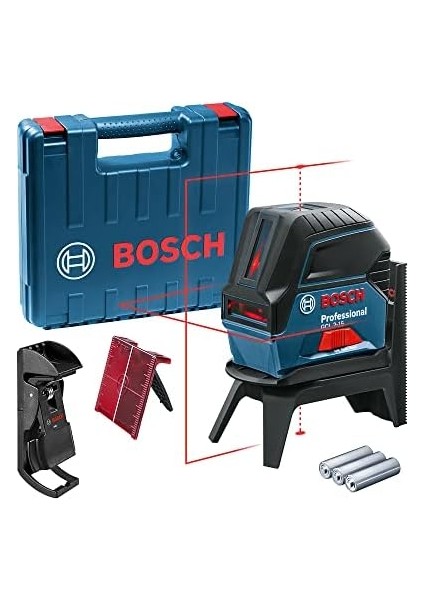 Professional Gcl 2-15 Çizgi Lazer (15 M Çalışma Alanı, 3 x Aa Pil, Ip 54 Toza Karşı Koruma Sistemi, Kırmızı Lazer, Rm1 Tutucu, Takım Çantası)