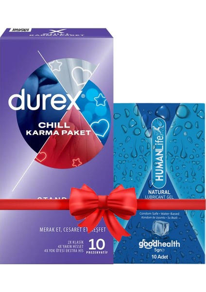 Asfstore Durex Chill Prezervatif 10'lu + Humanlife 5 gr x 10 Doğal Jel Lubricant