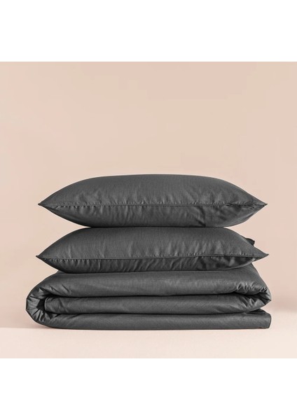 %100 Pamuk Percale Nevresim Seti 200X220 cm Antrasit - Pure Serisi fiyatları