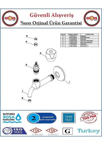 Kısa Musluk - %100 Prinç - 2 Yıl Garanti - Orjinal Ürün modelleri