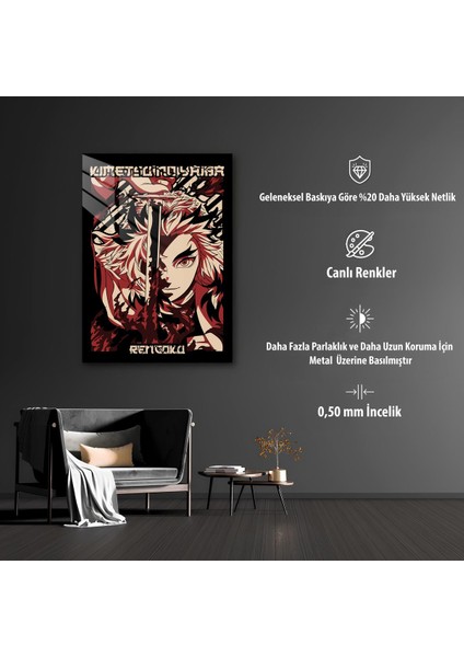 Kimmetsu No Yaiba Rengoku Temalı Hd Metal Tablo Poster modelleri