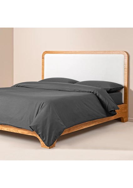 %100 Pamuk Percale Nevresim Seti 160X220 cm Antrasit - Pure Serisi