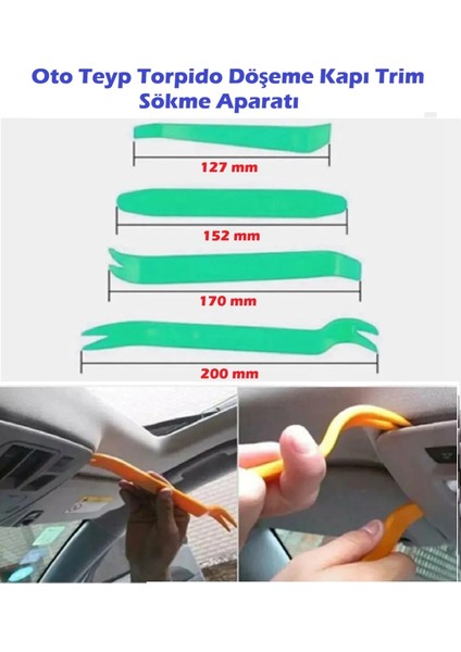Oto Teyp Torpido Döşeme Kapı Trim Sökme Araç Içi Sökme Aparatı 4 Parça Profesyonel
