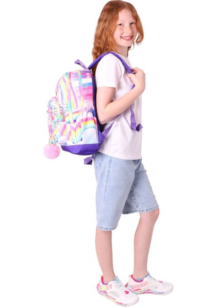 Dört Bölmeli (Kız Çocuk - Pembe Mor - Unicorn Baskılı) - Ilkokul Okul Sırt Çantası - L5249 indirimleri