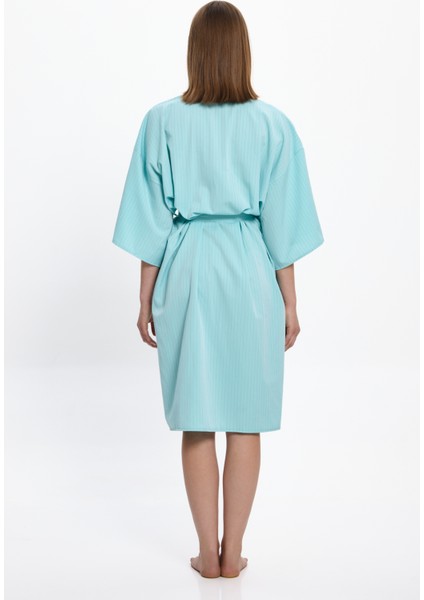 Kadın Mint Yeşili Çizgili Uzun Kimono 25PL05ST fırsatları