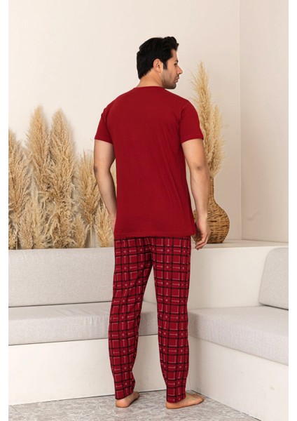 Yazlık Kısa Kol %100 Pamuk Erkek Pijama Takımı - Ekose Erkek Pijama fırsatları