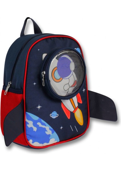 Ümt Çanta Erkek Çocuk Astronot Baskılı Lacivert Kırmızı Anaokulu Sırt Çantası - 5127